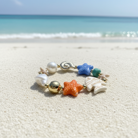 Pulsera marina estrellas de mar fondo playa