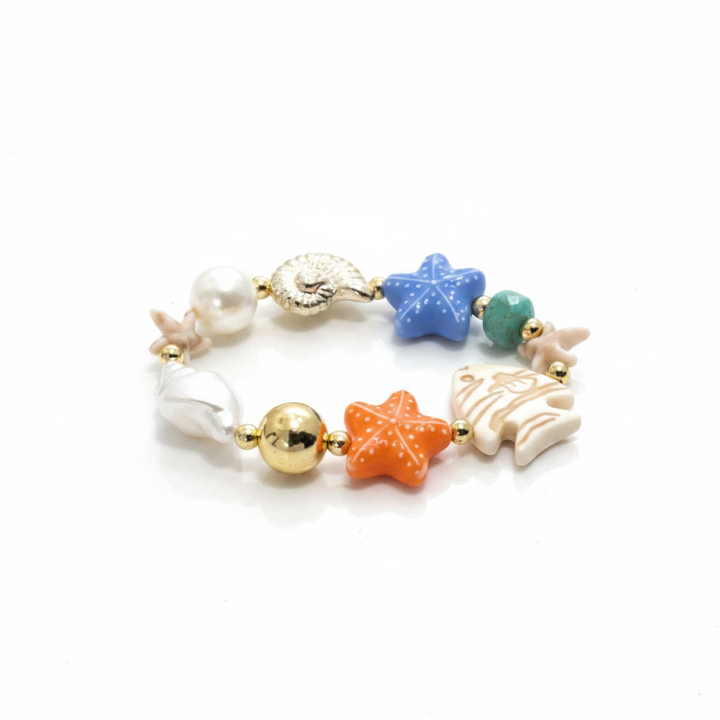 Pulsera marina estrellas de mar fondo blanco